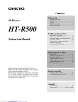 Onkyo HTR500 Audio/Video Receiver Operating Manual